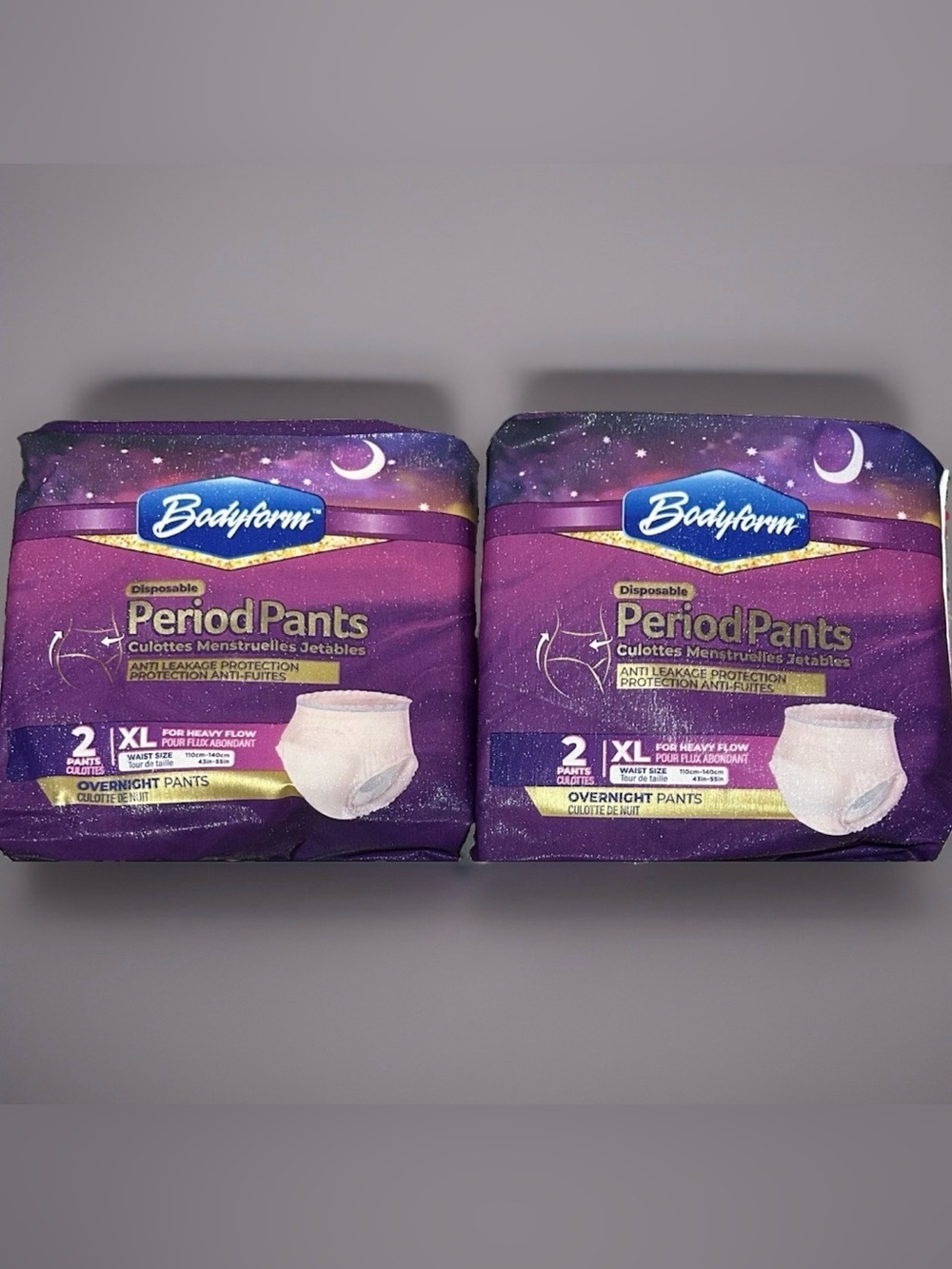 Bodyform Disposable Overnight Period Pants Anti-Leakage Size XL - Lot of 2